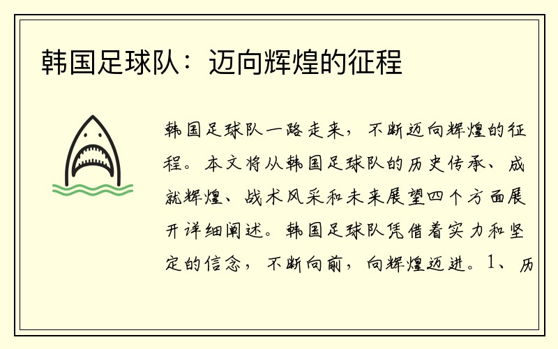 韩国足球队：迈向辉煌的征程